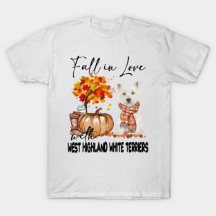 Fall In Love With West Highland White Terrier Thanksgiving T-Shirt